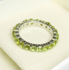 Natural Green Peridot Band With 925 Sterling Silver in All Sizes Available