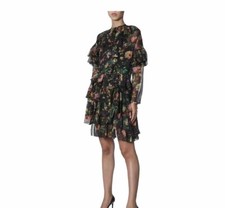 MSGM Asymmetric Ruffle Tiered Floral Mini Dress Size 44 US 8 Fairy Whimsical