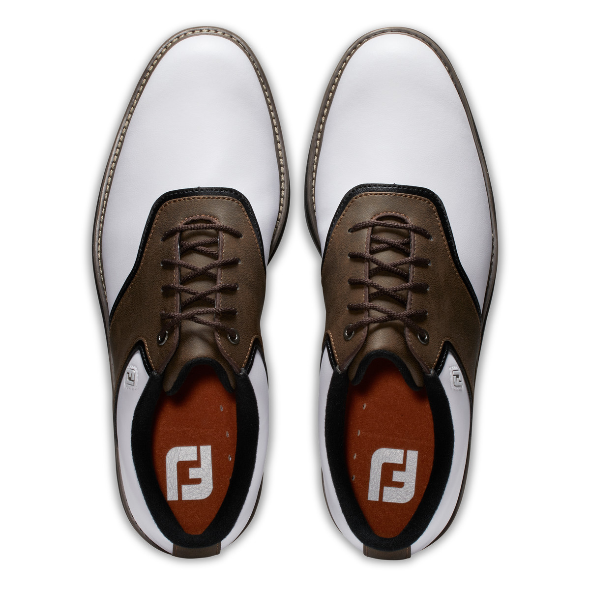 New Mens FOOTJOY ORIGINALS GOLF SHOE 57022 WHITE / BROWN US  display picture 1