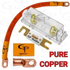 CERAMIC 300 AMP ANL Fuse Holder INLINE INSTALL KIT 1/0 AWG GAUGE COPPER ORANGE