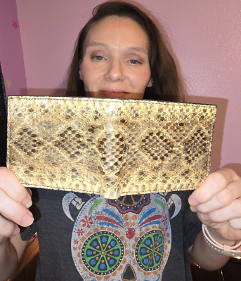 RATTLESNAKE Wallet Men Billfold snake skin Original Slim Pocket v cut ...