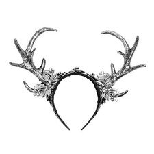 Silver Antelope Devil Deer Horn Headband for Halloween and Party