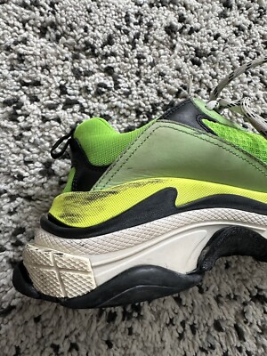 Authentic Balenciaga Fabric Mesh Triple S Sneakers 42 Green Size 9