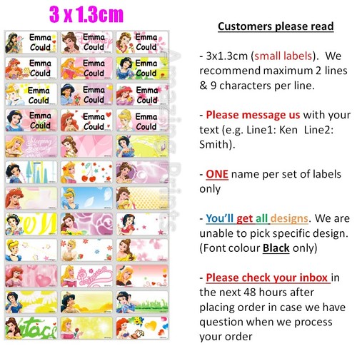 Disney Princess Vinyl Personalised Name Label Sticker school book girl pencil - Picture 6 of 10