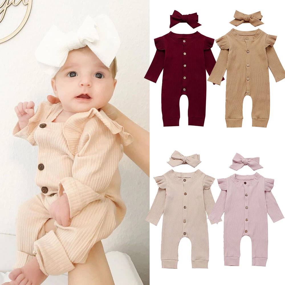 Newborn Baby Girl Clothes Knitted Romper Jumpsuit Bodysuit Headband Outfits Set