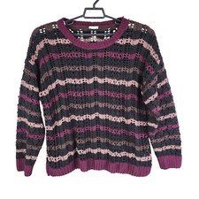 Womens LuLaRoe Striped Open Knit Mariah Sweater Round Neck Long Sleeve Size 3XL