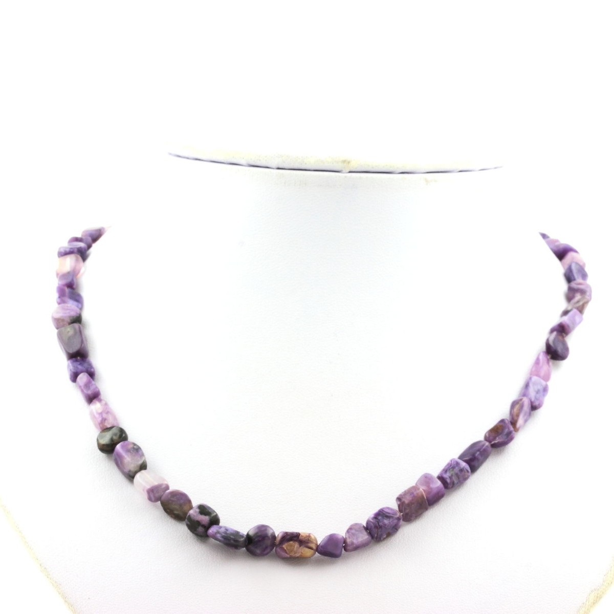 Collier 20 Perles Charoïte De Russie, Chaîne Acier Inoxydable - Femme (A Bijoux)