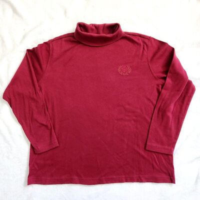 Vintage Blair Red Turtleneck Sweater XL Embroidered Fleur de Lis