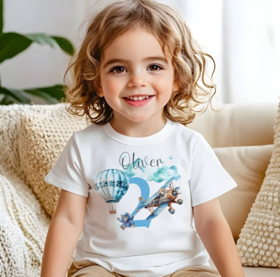 Personalisiertes Flugzeug Kinder T-Shirt, Kleinkind Oberteil, T-Shirts, Kinderkleidung