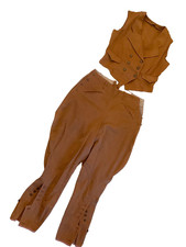 True vintage 1930-40s riding pants jodpers vest size S women rust cotton twill