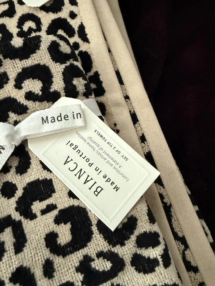 Juego de toallas Bianca Portugal leopardo 6 piezas toallas de baño de lujo con punta de mano artísticas Foto 3 de 4