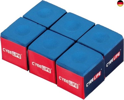 CyeeLife billardkreide Profi 6 Stück,Billard Kreide Zubehör Blau