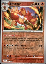 Pokemon TCG Simisear 021/182 Reverse Holo 2023 Fire Uncommon SV04: Paradox Rift