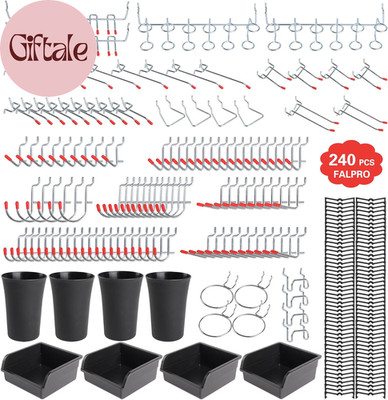 240PCS Pegboard Hooks Assortment, Pegboard Organizer Kit with Bins, Cups, 1/8 an