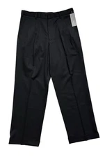 NEW Dockers Pants Mens Size 34x30 Black Pleated Wool Blend Dress Pant Relaxed