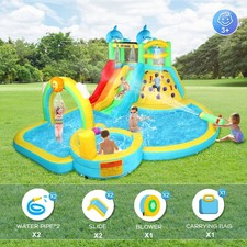 10-in-1 Inflatable Bounce House Blow Up Water Slide,Pool w/Strong Blower