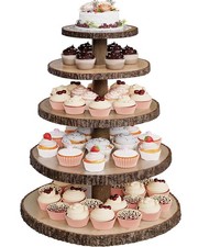 Wood Cupcake Stand, 5 Tier Wooden Cupcake Tower, Large Rustic Cupcake Display...