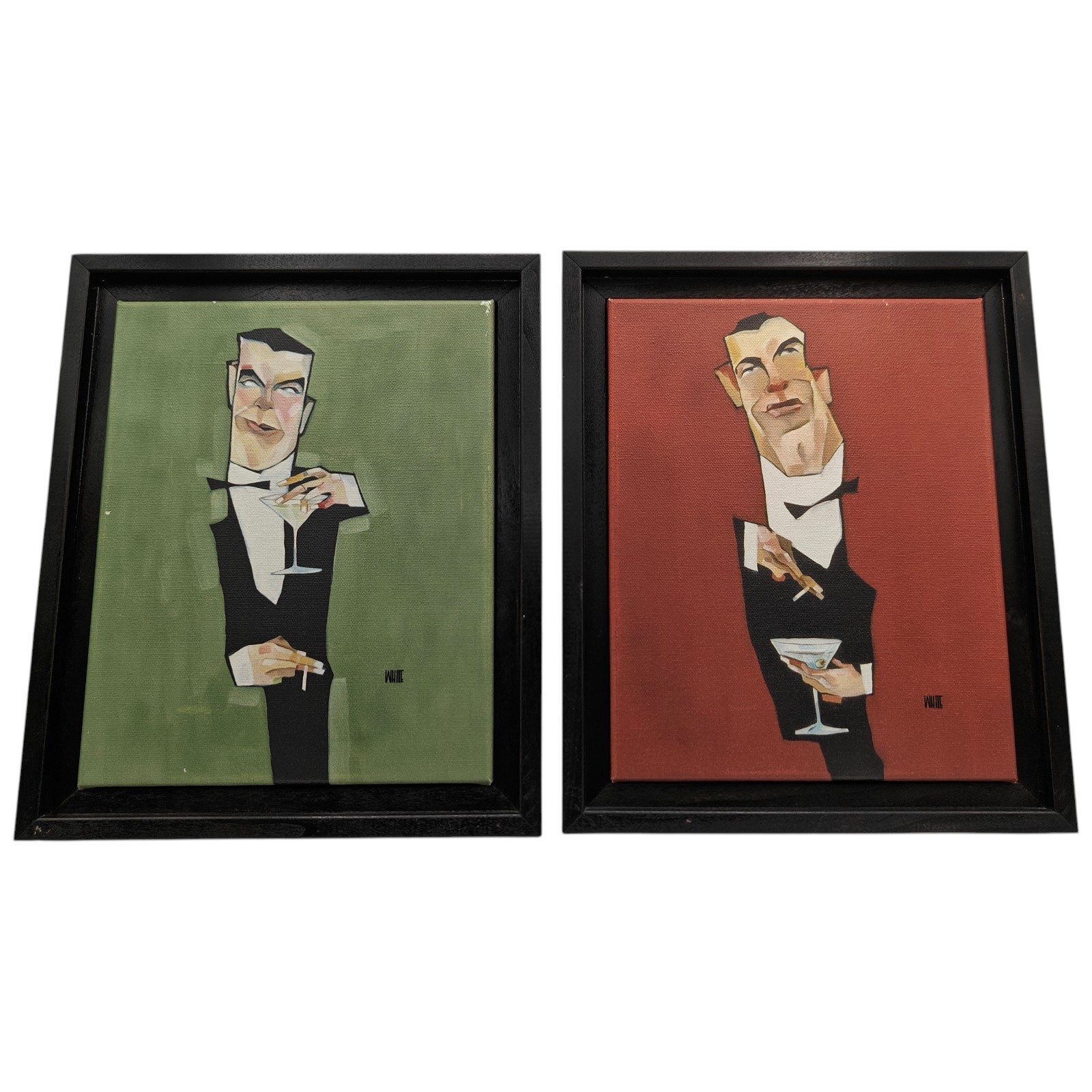 Todd White Art Matching Set Martini Men 10x8 READ!!