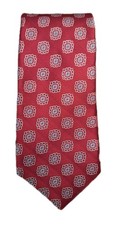 Nordstrom Red Patterned 100 Silk Tie Red Floral Pattern Made In USA BRAND NEW 