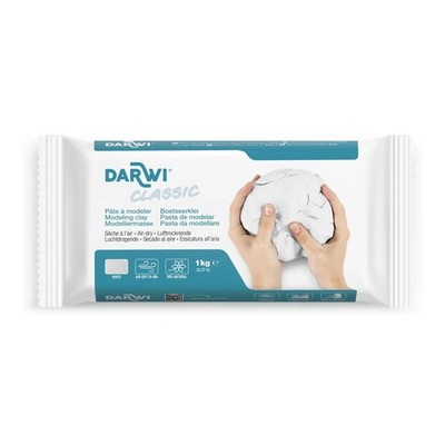 Darwi Modelliermasse 1kg weiß lufttrocknend Knetmasse Modellierton