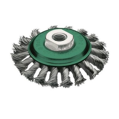 Lessmann Zopfkegelbürste D.100mm Gew.Drahtstärke 0,5mm VA 12mm 15000min-¹