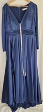 IEENA for Mac Duggal 55290 20W Midnight Blue Long Sleeve Slit Gown NWT Plus Gala