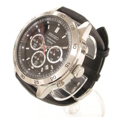 Seiko Watch 4T53-00A0 Analog Quartz Chronograph Black Dial Silver