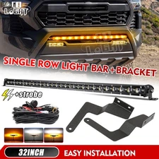 Fit 2005-2015 Toyota tacoma Hidden Bumper Grille 32inch Strobe LED Light bar Kit