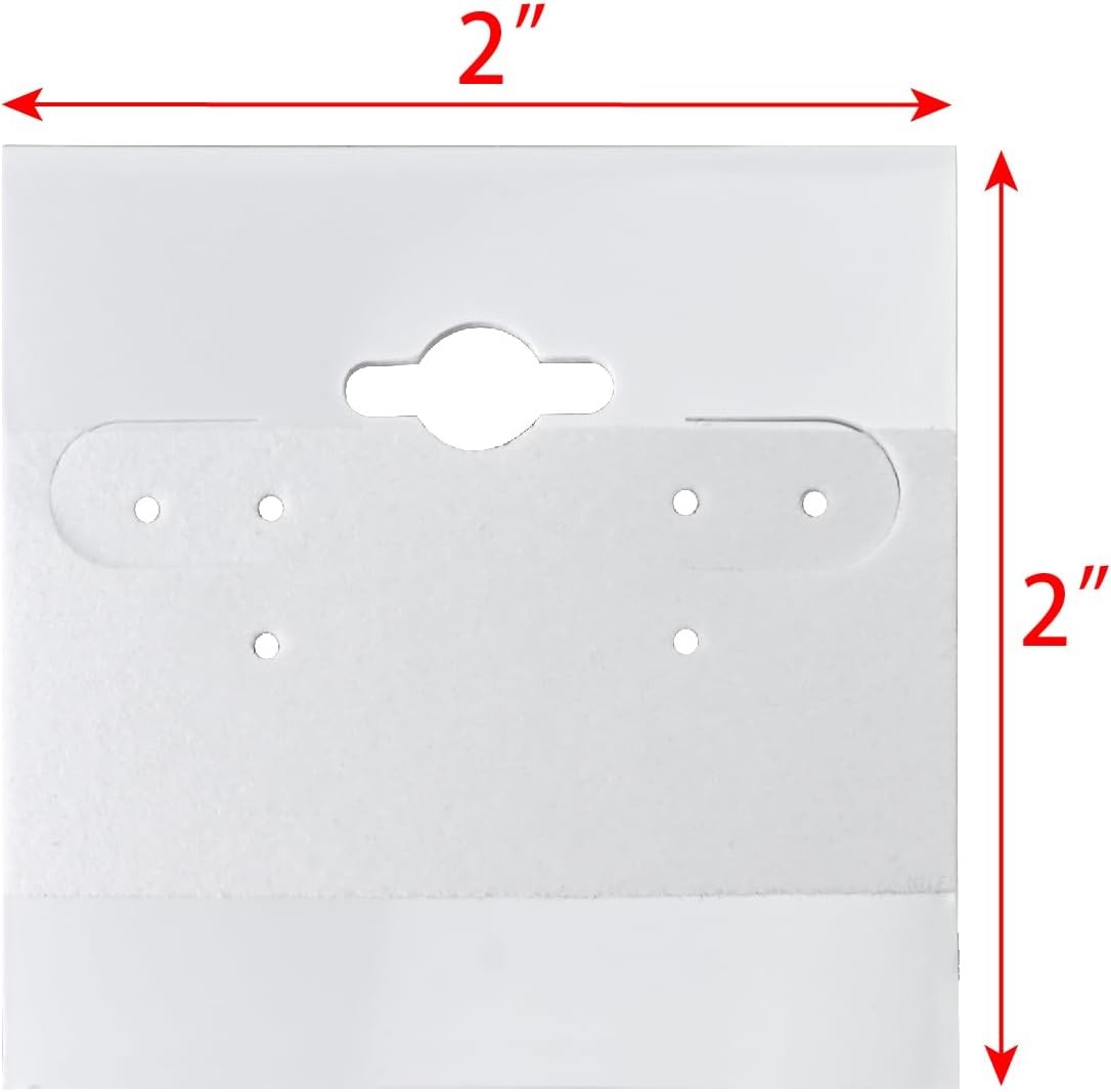MOOCA Plain 2 x 2 in White Hanging Earring Cards, Velvet Plastic 