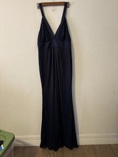 Vera Wang White Midnight V-Neck Sleeveless Column Maxi Satin Dress Size 12