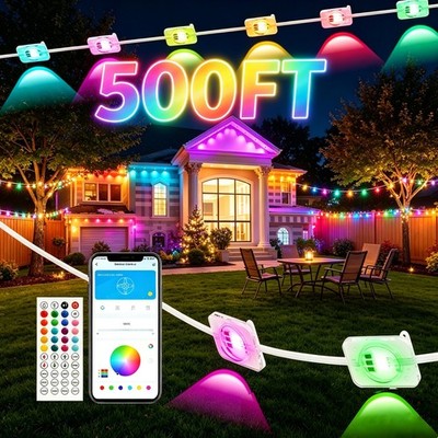 200Ft Permanent Outdoor Lights for House, App & Remote Control, RGB Smart Eaves