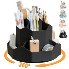 360 Degree Rotating Pencil Pen Holder Desk Organizer 9 Slot Office Storage