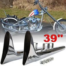 US 39” Inch Fishtail Slip On Exhaust Pipe for Harley Touring Road King 1995-2016