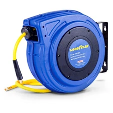 Air Hose Reel Retractable 3/8" Inch x 65' Feet Premium Commercial Flex Hybrid...
