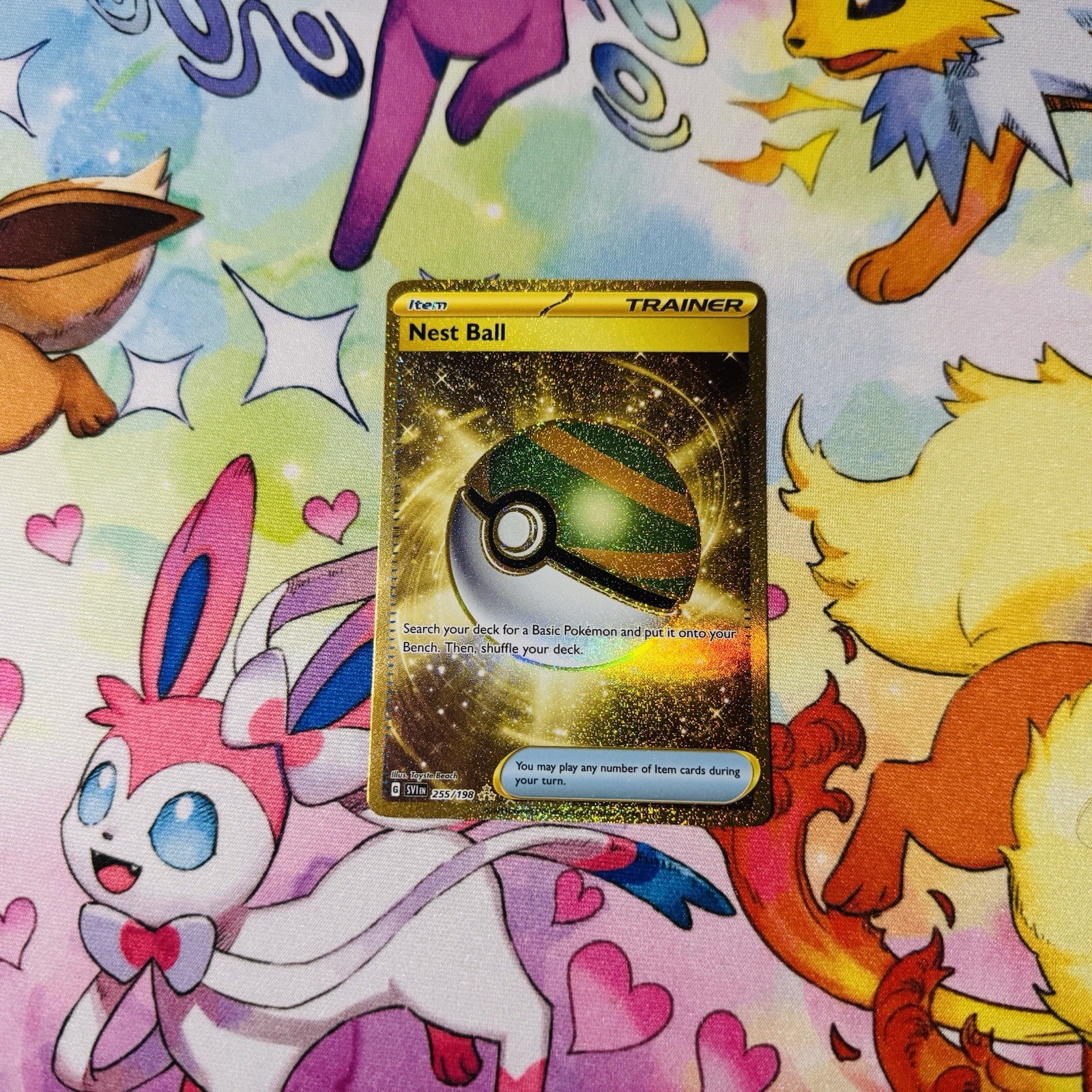 Pokémon TCG - Nest Ball 255/198 Gold Hyper Rare  -  Scarlet & Violet Base NM