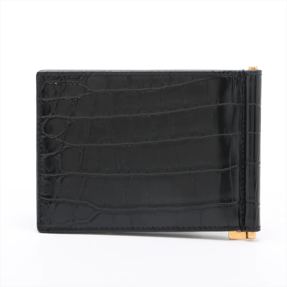 Saint Laurent Paris YSL line ART607738 Mock Croc Card Case Black thumbnail 2