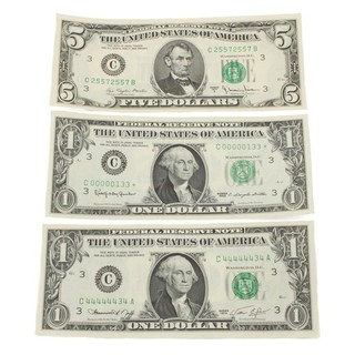 1963 1977 $5 $1 Stutter & Star Note US Federal Reserve Currency Lot of 3 C877 4