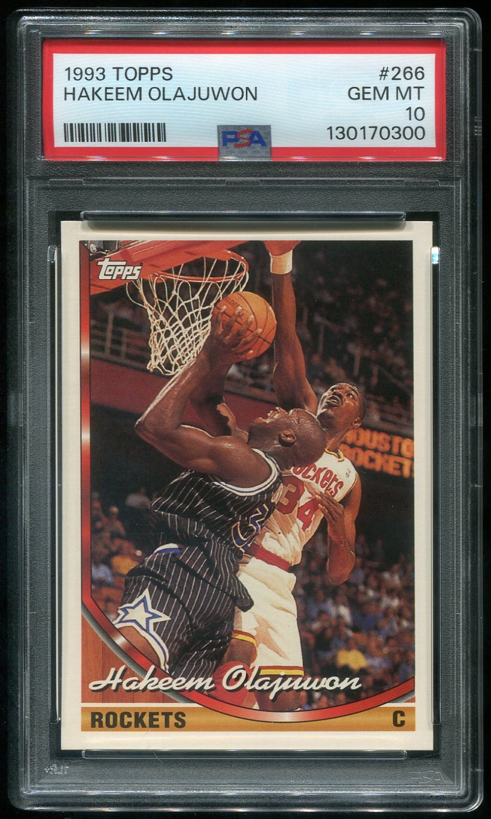 Hakeem Olajuwon #266 Basketball Cards 1993 Topps trading card — raw and PSA graded price guide