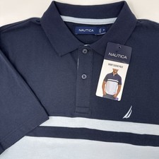 Nautica Short Sleeve Mens Polo Shirt Size Medium Colorblock Blue NEW