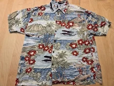 Big Dog Hawaiian Shirt 2XL Rayon Aloha Cruise Ship Airplane Floral VTG FreeSH