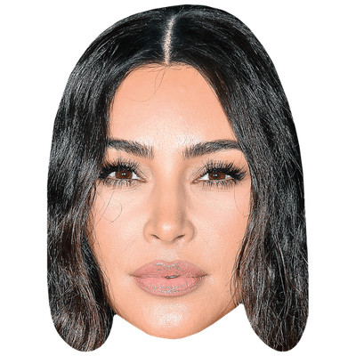 Kim Kardashian (lange Haare) Promi Maske, flaches Kartengesicht, Kostüm Maske