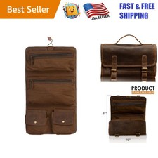 Versatile Hanging Toiletry Bag - Buffalo Leather Dopp Kit for Travel