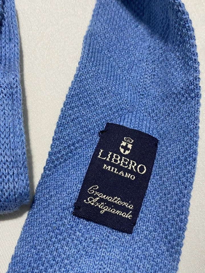 Corbata Hombre LIBERTO MILANO 100% Algodón Azul Hecha en Italia Buen Estado Foto 3 de 4