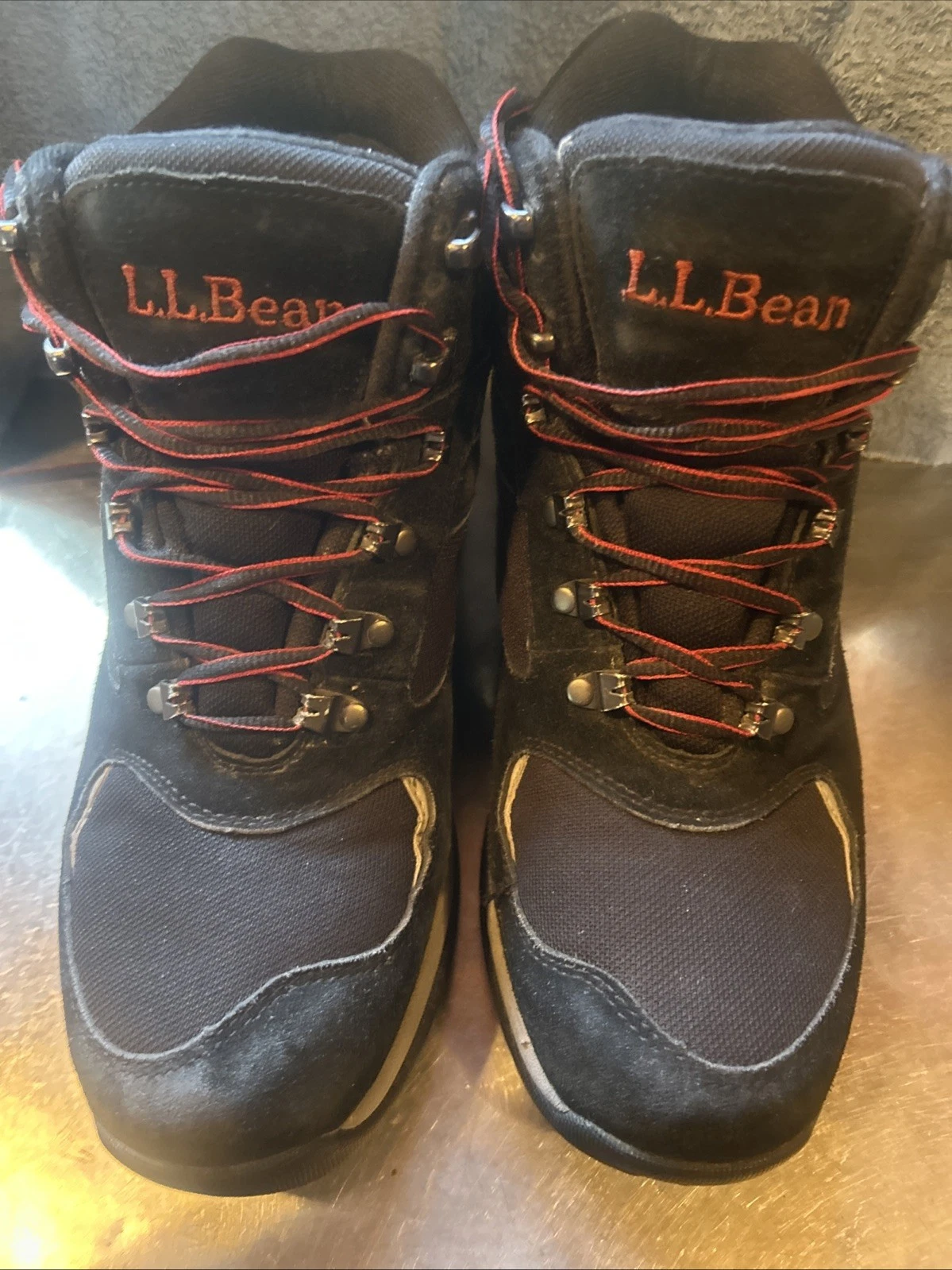 LL Bean Black W Red Accents Prima Loft Waterproof Hiking Snow Boots 8.5M 05455