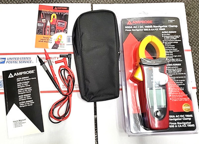 Amprobe ACDC-52NAV TRMS Clamp Meter 600A 1000V w/Leads &Case measures AC or DC A