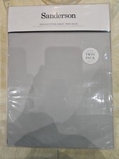 Sanderson 300TC Cotton Fitted Sheets 2 Pack Single Size – Grey- FREE POSTAGE 