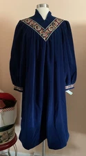 VTG VANITY FAIR SZ S DACRON POLY NAVY BLUE BTK ROBE MINT W/TAGS BROCADE TRIM EXC