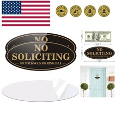 No Soliciting Sign, No Solicitors Sign for Front Door, 2 Pack Self-Adhesive A...