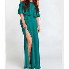 Show Me Your Mumu Hacienda Maxi Dress Emerald Green Smocked Off Shoulder 2XL