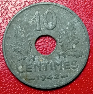 10 Centimes 1942 zinc état Français !!! France - Photo 1/2